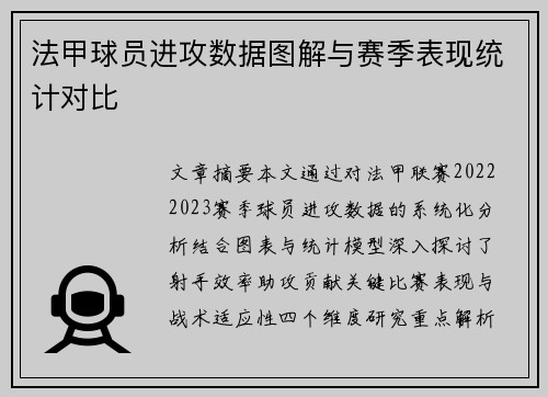法甲球员进攻数据图解与赛季表现统计对比